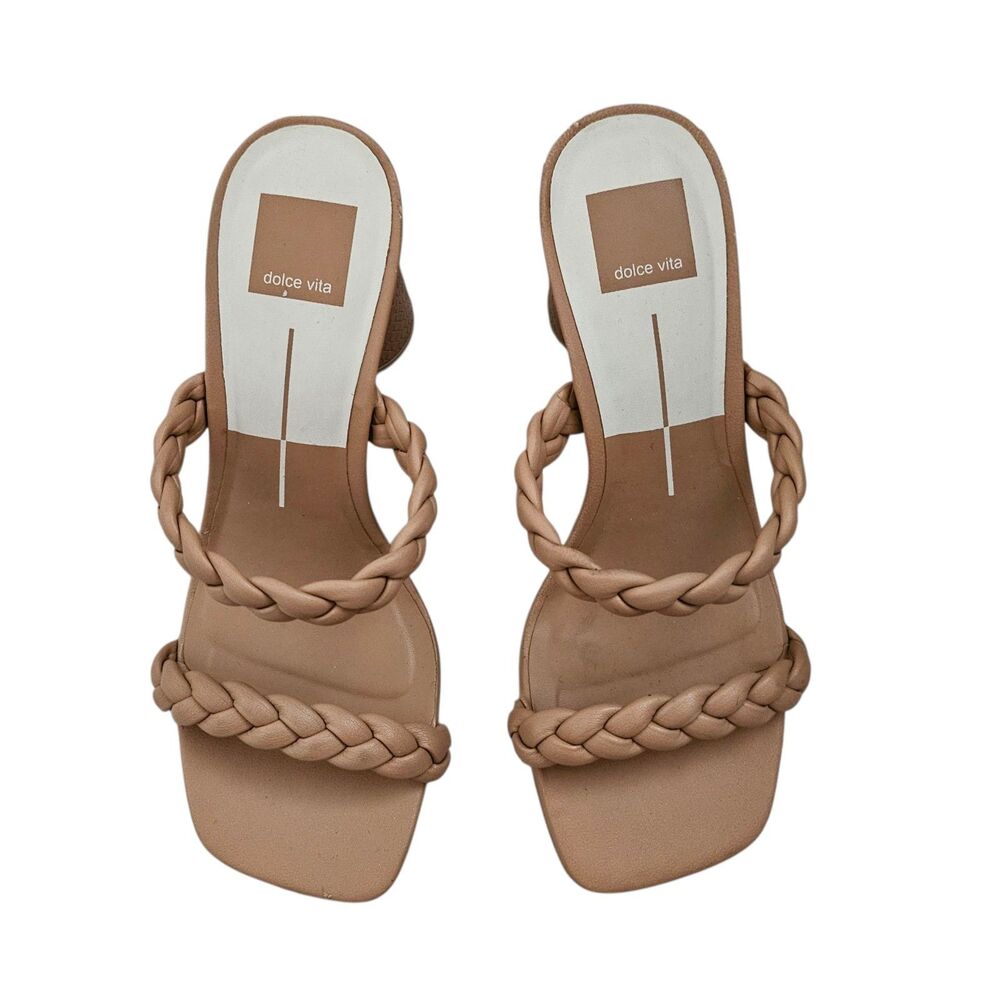 Dolce Vita Sandals Womens 7.5 Beige Cafe Stella‎ Nairi Braided Strappy Heels